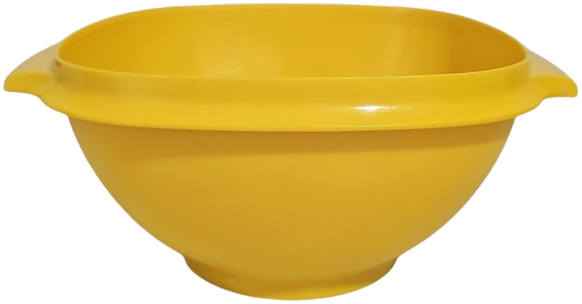 Bowl, Servalier 8": Golden yellow bowl, no lid. No lid exists in this specimen gallery; leave open.