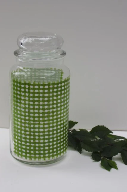 Green gingham quart canister